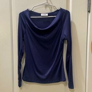 NEW…Kaileigh Elegant Navy Blue Long Sleeve Top